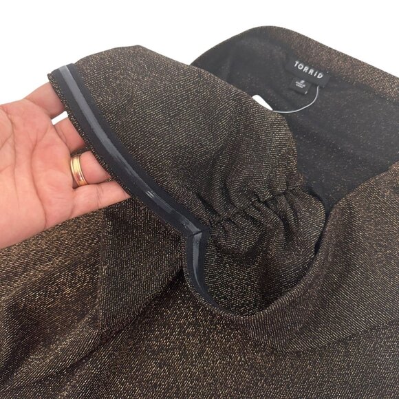 Torrid  Womens Strapless Ruched Top Size 2 Brown Metallic Sparkle - Picture 8 of 12